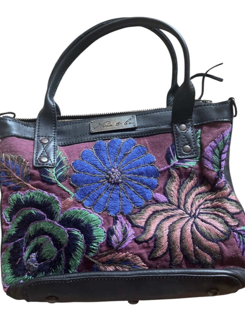 New Nena & Co. Pocketless Blum Mini TPB Convertible Floral Embroidery Dead Stock